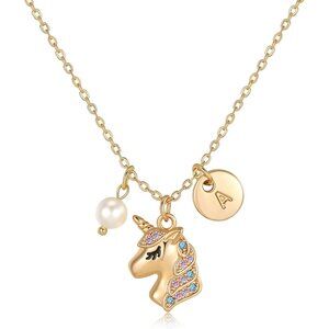 Little Princess 14K Gold Unicorn Necklace with Adjustable Length - Kids Jewelry